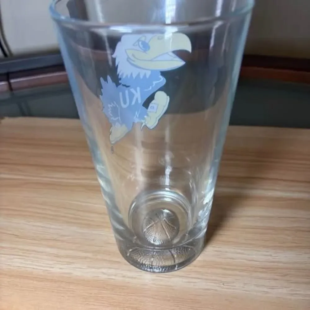 University of Kansas Jayhawks Pint Glass with Basketball Base